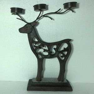 Large Black Deer Candle Holder